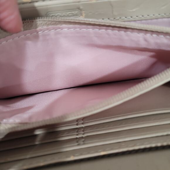 Coach Wallet Continental Canvas Floral Signature Beige Large Embellished Fair - Picture 7 of 9